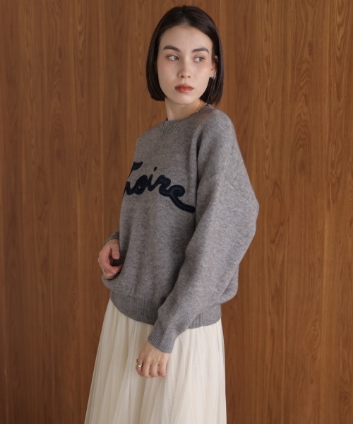 Bou Jeloud（ブージュルード）の「チュール刺繍ロゴニット（ニット/セーター・レディース・ベージュ/イエロー/グレー・FREE）」の5枚目の写真