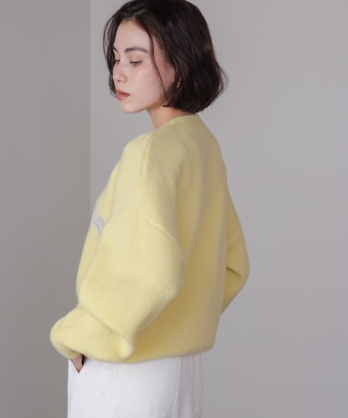 Bou Jeloud（ブージュルード）の「チュール刺繍ロゴニット（ニット/セーター・レディース・ベージュ/イエロー/グレー・FREE）」の18枚目の写真