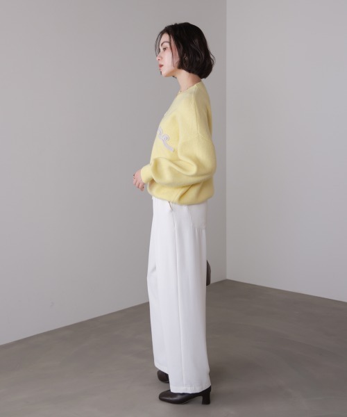 Bou Jeloud（ブージュルード）の「チュール刺繍ロゴニット（ニット/セーター・レディース・ベージュ/イエロー/グレー・FREE）」の19枚目の写真