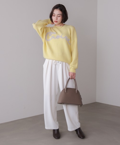 Bou Jeloud（ブージュルード）の「チュール刺繍ロゴニット（ニット/セーター・レディース・ベージュ/イエロー/グレー・FREE）」の22枚目の写真