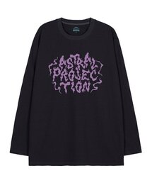 ヘイズレタリングオーバーサイズロングスリーブTシャツ_チャコール