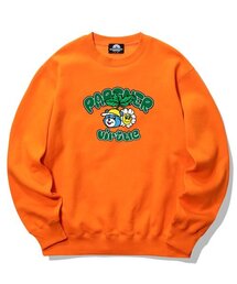 BEAR & FLOWER GRAPHIC クルーネック - オレンジ