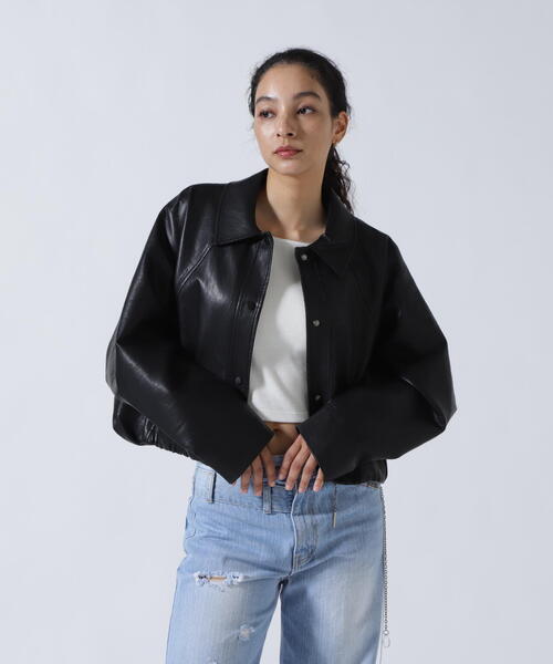 ROYAL FLASH(ロイヤルフラッシュ)の「MITSUKI/ミツキ/シングルショートフェイクレザージャケット(その他アウター・レディース・ブラック・F)」の5枚目の写真