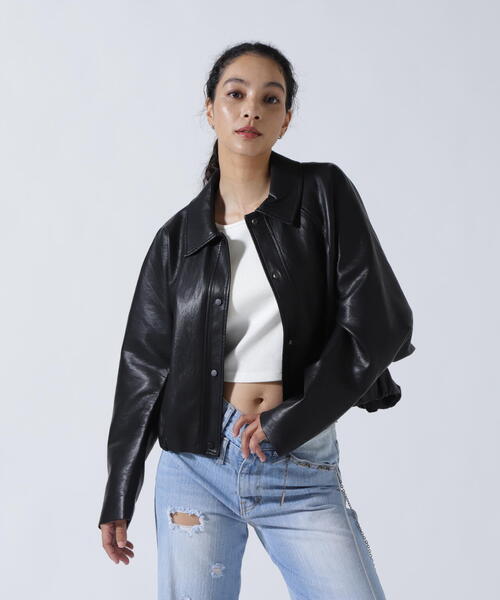 ROYAL FLASH(ロイヤルフラッシュ)の「MITSUKI/ミツキ/シングルショートフェイクレザージャケット(その他アウター・レディース・ブラック・F)」の6枚目の写真