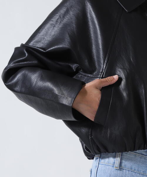 ROYAL FLASH(ロイヤルフラッシュ)の「MITSUKI/ミツキ/シングルショートフェイクレザージャケット(その他アウター・レディース・ブラック・F)」の14枚目の写真