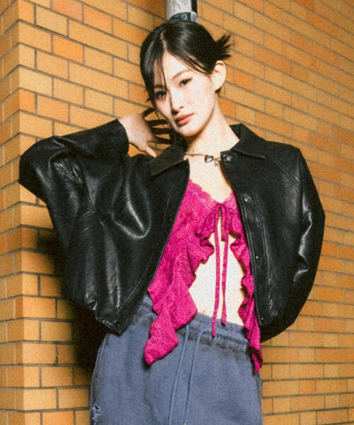 ROYAL FLASH(ロイヤルフラッシュ)の「MITSUKI/ミツキ/シングルショートフェイクレザージャケット(その他アウター・レディース・ブラック・F)」の1枚目の写真