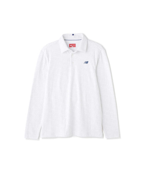 New Balance Golf(ニューバランスゴルフ)の「タイプライターロゴ ボーダー 長袖 カラーシャツ (MENS SPORT)(その他トップス・メンズ・ホワイト/ブラック・XX-LARGE)」の5枚目の写真