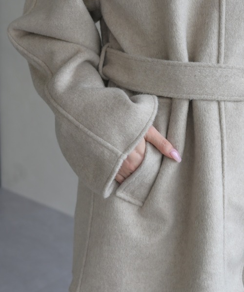 31 Sons de mode（トランテアン　ソン　ドゥ　モード）の「スタンドカラーショートコート（チェスターコート・レディース・グレー/アイボリー・ﾌﾘ-）」の17枚目の写真