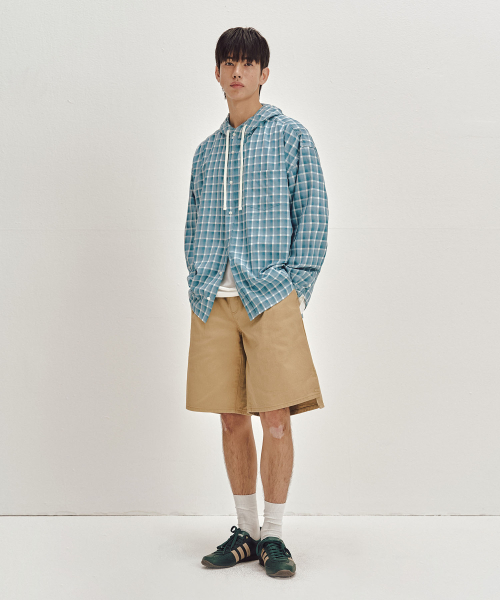 SECONDMONO（セカンドモノローグ）の「オーバーサイズチェックフードシャツ[BLUE]_SESH012BLUE（シャツ/ブラウス・レディース・その他・SMALL/X-SMALL/MEDIUM/LARGE）」の4枚目の写真