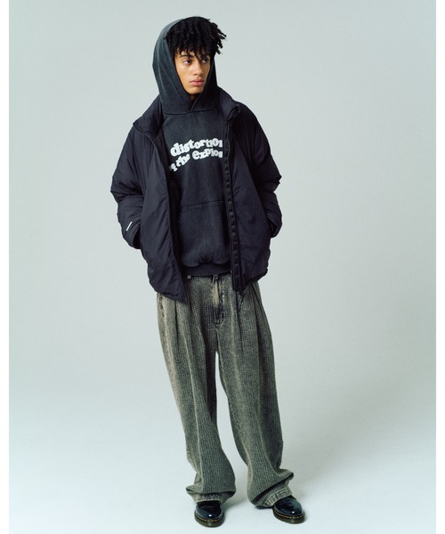 ADAM PATEK(アダムパテック)の「【ADAMPATEK/アダムパテック】distortion pullover hoodie ロゴパーカー(パーカー・メンズ・ブラック/杢グレー・1/2)」の5枚目の写真