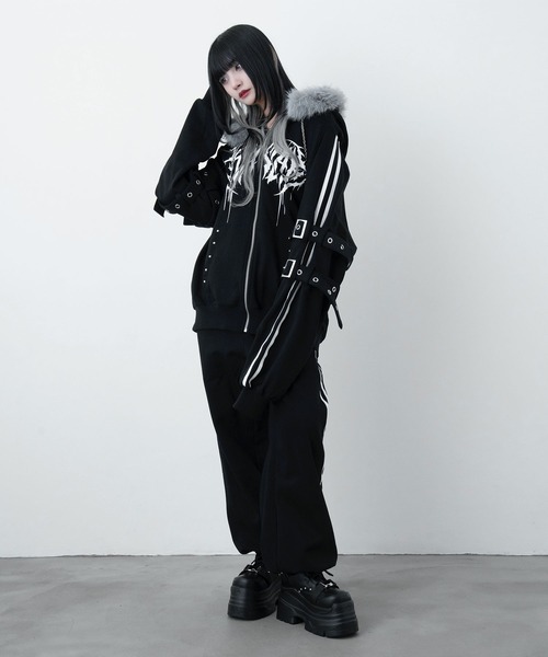 セール】ファーフードラインパーカー（パーカー）｜LAZYSLAY（レイジー