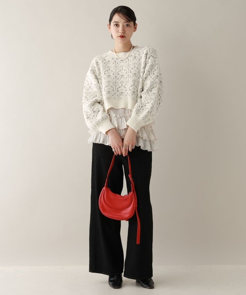 RAGEBLUE（レイジブルー）の「モールジャガードショートニット（ニット/セーター・レディース・ブラック/ライトブルー/ライトピンク/ホワイト・FREE）」の5枚目の写真