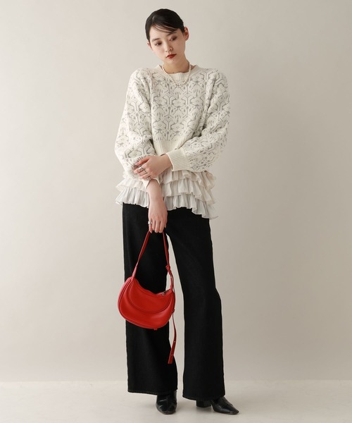 RAGEBLUE（レイジブルー）の「モールジャガードショートニット（ニット/セーター・レディース・ブラック/ライトブルー/ライトピンク/ホワイト・FREE）」の6枚目の写真