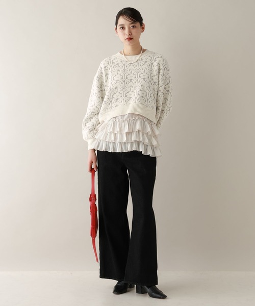 RAGEBLUE（レイジブルー）の「モールジャガードショートニット（ニット/セーター・レディース・ブラック/ライトブルー/ライトピンク/ホワイト・FREE）」の7枚目の写真