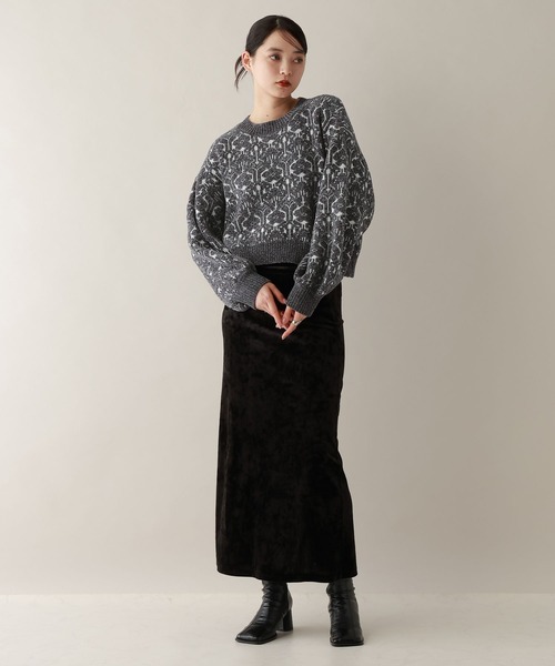 RAGEBLUE（レイジブルー）の「モールジャガードショートニット（ニット/セーター・レディース・ブラック/ライトブルー/ライトピンク/ホワイト・FREE）」の11枚目の写真