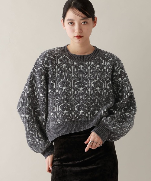 RAGEBLUE（レイジブルー）の「モールジャガードショートニット（ニット/セーター・レディース・ブラック/ライトブルー/ライトピンク/ホワイト・FREE）」の12枚目の写真