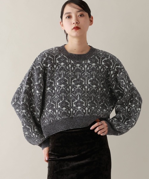 RAGEBLUE（レイジブルー）の「モールジャガードショートニット（ニット/セーター・レディース・ブラック/ライトブルー/ライトピンク/ホワイト・FREE）」の13枚目の写真