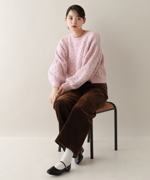 RAGEBLUE（レイジブルー）の「モールジャガードショートニット（ニット/セーター・レディース・ブラック/ライトブルー/ライトピンク/ホワイト・FREE）」の14枚目の写真