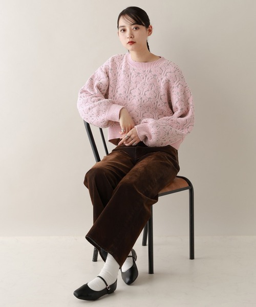 RAGEBLUE（レイジブルー）の「モールジャガードショートニット（ニット/セーター・レディース・ブラック/ライトブルー/ライトピンク/ホワイト・FREE）」の15枚目の写真