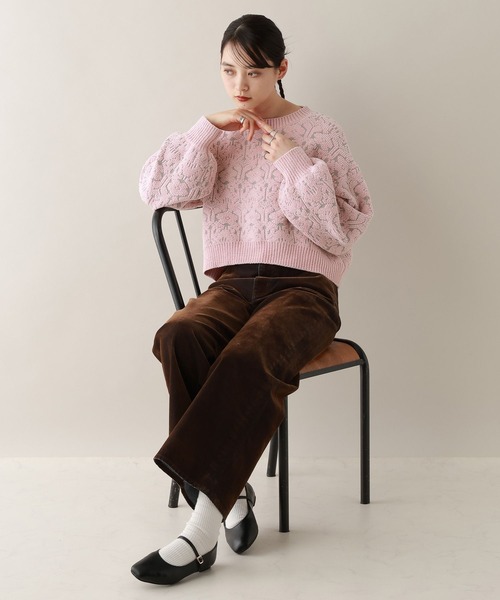 RAGEBLUE（レイジブルー）の「モールジャガードショートニット（ニット/セーター・レディース・ブラック/ライトブルー/ライトピンク/ホワイト・FREE）」の16枚目の写真