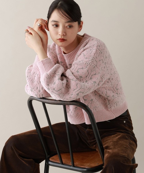 RAGEBLUE（レイジブルー）の「モールジャガードショートニット（ニット/セーター・レディース・ブラック/ライトブルー/ライトピンク/ホワイト・FREE）」の18枚目の写真