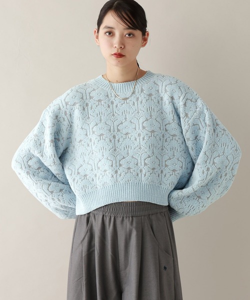 RAGEBLUE（レイジブルー）の「モールジャガードショートニット（ニット/セーター・レディース・ブラック/ライトブルー/ライトピンク/ホワイト・FREE）」の21枚目の写真