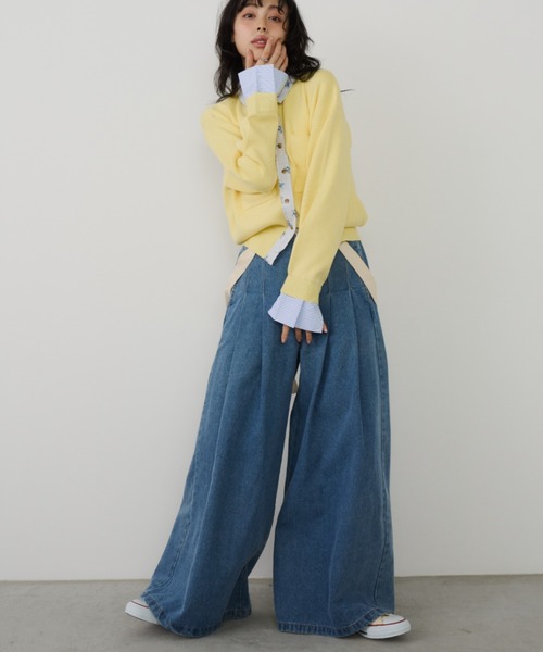 Unitage（ユニテージ）の「シャツレイヤードカーディガン（カーディガン/ボレロ・レディース・ネイビー/グレー/イエロー/ピンク・FREE）」の19枚目の写真