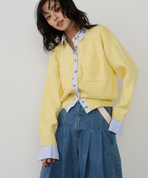 Unitage（ユニテージ）の「シャツレイヤードカーディガン（カーディガン/ボレロ・レディース・ネイビー/グレー/イエロー/ピンク・FREE）」の16枚目の写真
