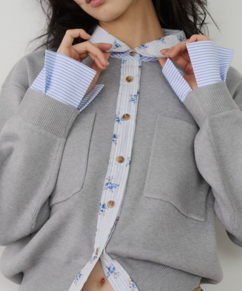 Unitage（ユニテージ）の「シャツレイヤードカーディガン（カーディガン/ボレロ・レディース・ネイビー/グレー/イエロー/ピンク・FREE）」の22枚目の写真