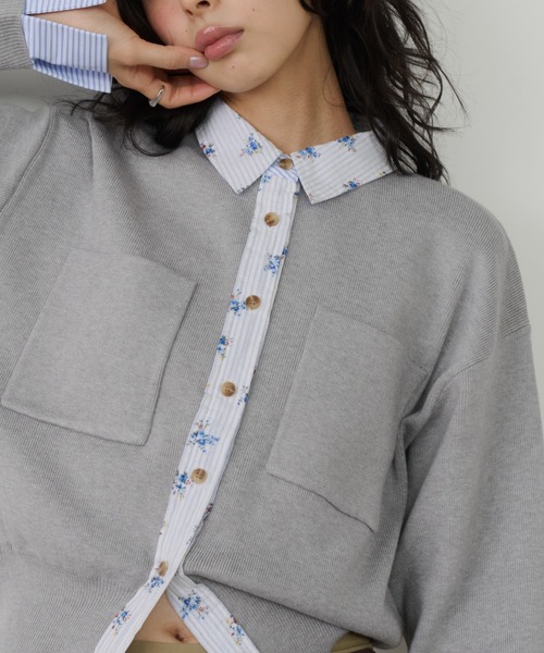 Unitage（ユニテージ）の「シャツレイヤードカーディガン（カーディガン/ボレロ・レディース・ネイビー/グレー/イエロー/ピンク・FREE）」の21枚目の写真