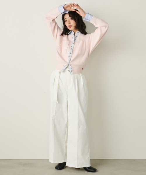 Unitage（ユニテージ）の「シャツレイヤードカーディガン（カーディガン/ボレロ・レディース・ネイビー/グレー/イエロー/ピンク・FREE）」の12枚目の写真