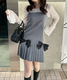【リボンでアレンジできちゃう】プリーツキャミワンピース