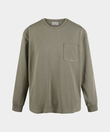 ウォッシュドポケットロングスリーブTシャツ - ベージュ