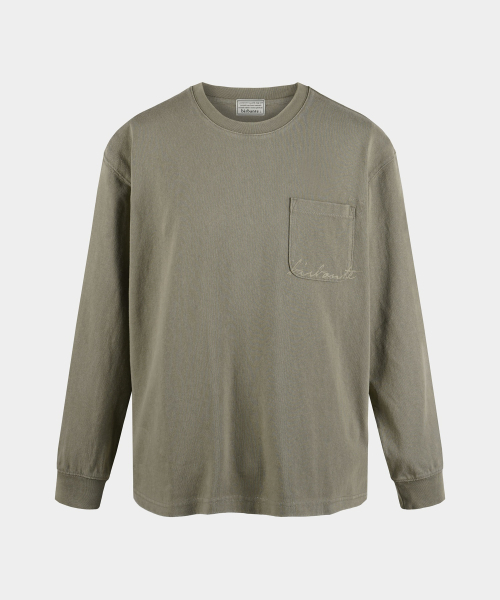 BIRBANTE(ビルバンテ)の「ウォッシュドポケットロングスリーブTシャツ - ベージュ(Tシャツ/カットソー・メンズ・ベージュ・SMALL/MEDIUM/LARGE/X-LARGE)」の1枚目の写真