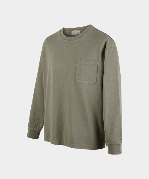 BIRBANTE(ビルバンテ)の「ウォッシュドポケットロングスリーブTシャツ - ベージュ(Tシャツ/カットソー・メンズ・ベージュ・SMALL/MEDIUM/LARGE/X-LARGE)」の2枚目の写真