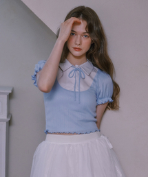 Lovely puff sleeve shirt - SKY BLUE