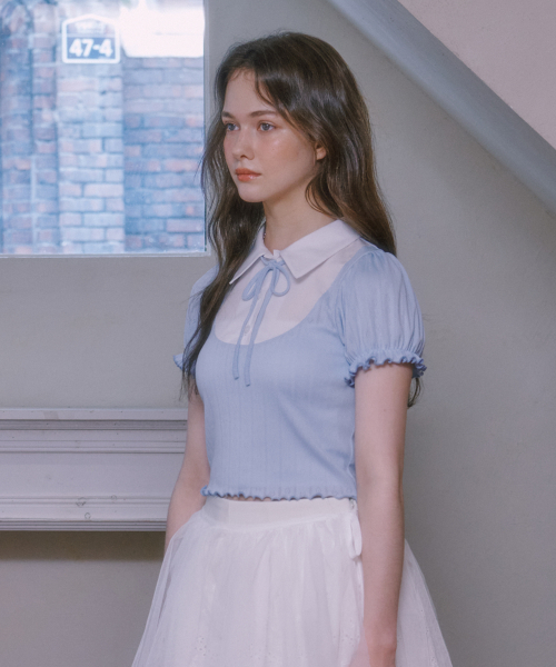 LULUCHOU(ルルシュ)の「Lovely puff sleeve shirt - SKY BLUE(Tシャツ/カットソー・レディース・スカイブルー・FREE)」の9枚目の写真