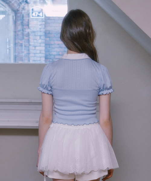 LULUCHOU(ルルシュ)の「Lovely puff sleeve shirt - SKY BLUE(Tシャツ/カットソー・レディース・スカイブルー・FREE)」の10枚目の写真