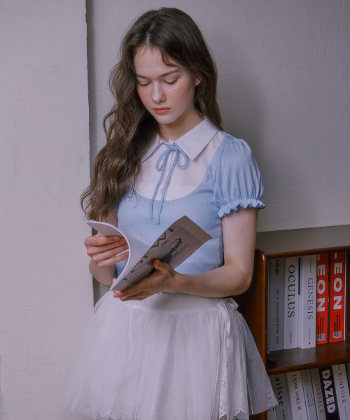 LULUCHOU(ルルシュ)の「Lovely puff sleeve shirt - SKY BLUE(Tシャツ/カットソー・レディース・スカイブルー・FREE)」の11枚目の写真
