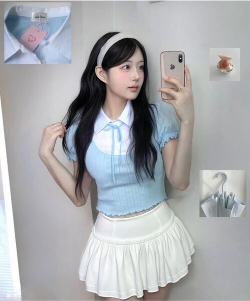 LULUCHOU(ルルシュ)の「Lovely puff sleeve shirt - SKY BLUE(Tシャツ/カットソー・レディース・スカイブルー・FREE)」の5枚目の写真