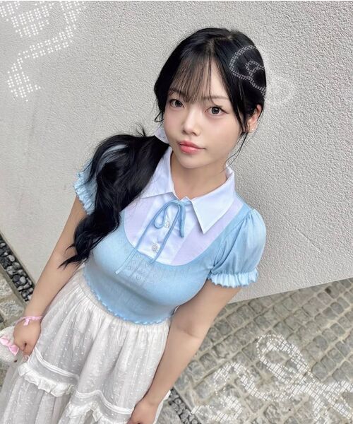 LULUCHOU(ルルシュ)の「Lovely puff sleeve shirt - SKY BLUE(Tシャツ/カットソー・レディース・スカイブルー・FREE)」の7枚目の写真