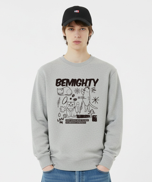 BEMIGHTY（ビーマイティー）の「ドローイングキャットオーバーサイズ特別裏毛スウェットシャツ[ブラック]（スウェット・メンズ・その他・MEDIUM/LARGE/X-LARGE/XX-LARGE）」の2枚目の写真