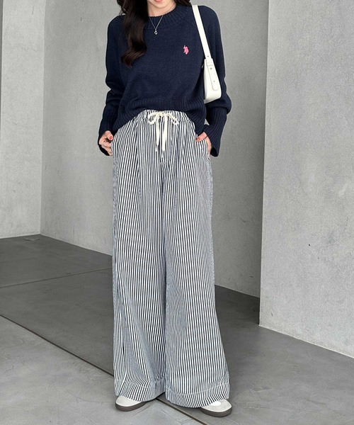 GeeRA（ジーラ）の「美脚見えイージーワイドデニムパンツ（デニムパンツ・レディース・ストライプ/ブラック/サックスブルー・XX-LARGE/X-LARGE/LARGE/MEDIUM/SMALL）」の22枚目の写真