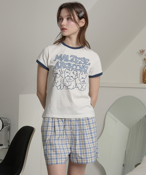 WaiKei（ワイケイ）の「マルチーズアーカイブライングラフィックリンガー半袖Tシャツアイボリー（Tシャツ/カットソー・レディース・その他・2/1/0）」の2枚目の写真