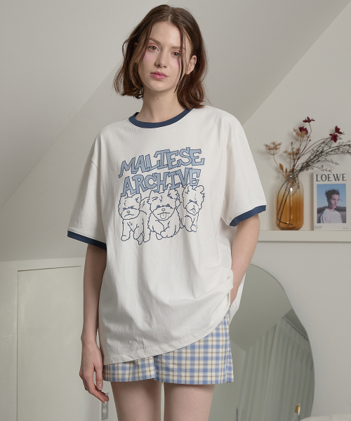 WaiKei（ワイケイ）の「マルチーズアーカイブライングラフィックリンガー半袖Tシャツアイボリー（Tシャツ/カットソー・レディース・その他・2/1/0）」の3枚目の写真