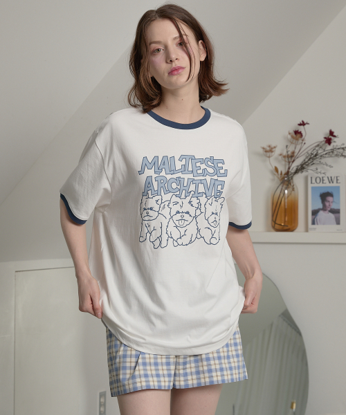 WaiKei（ワイケイ）の「マルチーズアーカイブライングラフィックリンガー半袖Tシャツアイボリー（Tシャツ/カットソー・レディース・その他・2/1/0）」の4枚目の写真