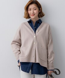 バイカラーダブルフェイス ニット カーディガン