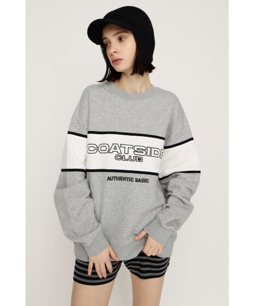 SLY(スライ)の「BLOCKING LINE LOGO SW TOPS ブロッキングライン ロゴ スウェット トップス 冬服 春服 トレーナー(スウェット・レディース・ネイビー/グリーン/杢グレー・FREE)」の2枚目の写真