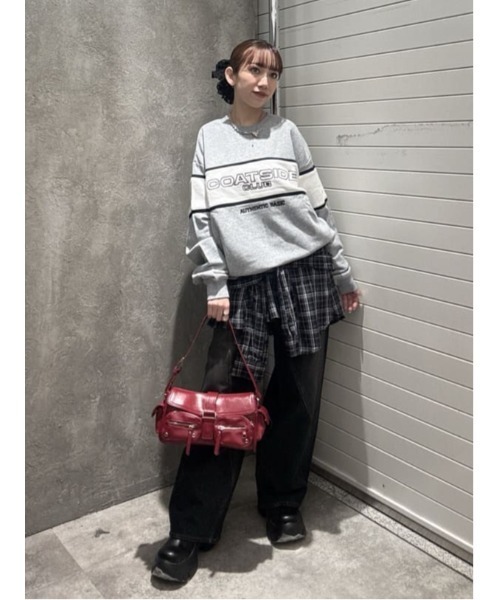 SLY(スライ)の「BLOCKING LINE LOGO SW TOPS ブロッキングライン ロゴ スウェット トップス 冬服 春服 トレーナー(スウェット・レディース・ネイビー/グリーン/杢グレー・FREE)」の5枚目の写真