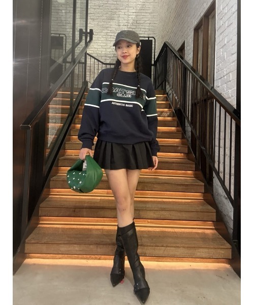 SLY(スライ)の「BLOCKING LINE LOGO SW TOPS ブロッキングライン ロゴ スウェット トップス 冬服 春服 トレーナー(スウェット・レディース・ネイビー/グリーン/杢グレー・FREE)」の11枚目の写真